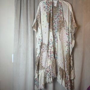 Free People Boho Floral Kimono Sweet Emotion Ruffle Tiered Fairycore Goddess
